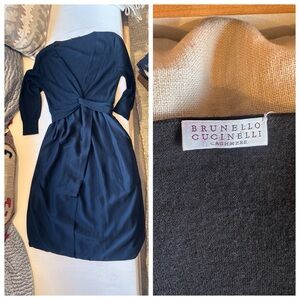 BRUNELLO CUCINELLI Black Cashmere & silk Dress w/ pockets 😎